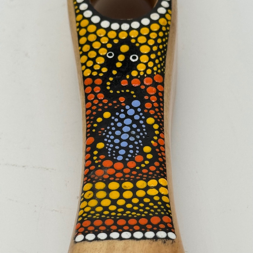 Vintage Boomiri Australia Aboriginal Painted Wood Balancing Wine Bottle Holder